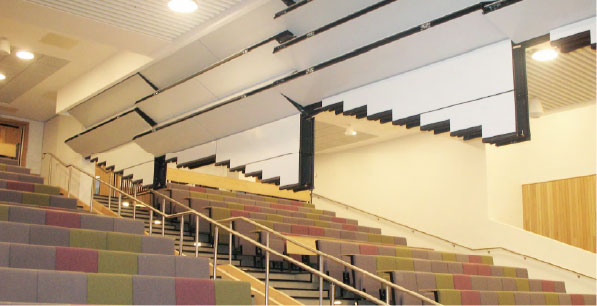 Skyfold divides Belfast University Lecture Theatre