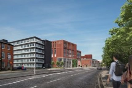 CGI of approach to new Salford University Business School